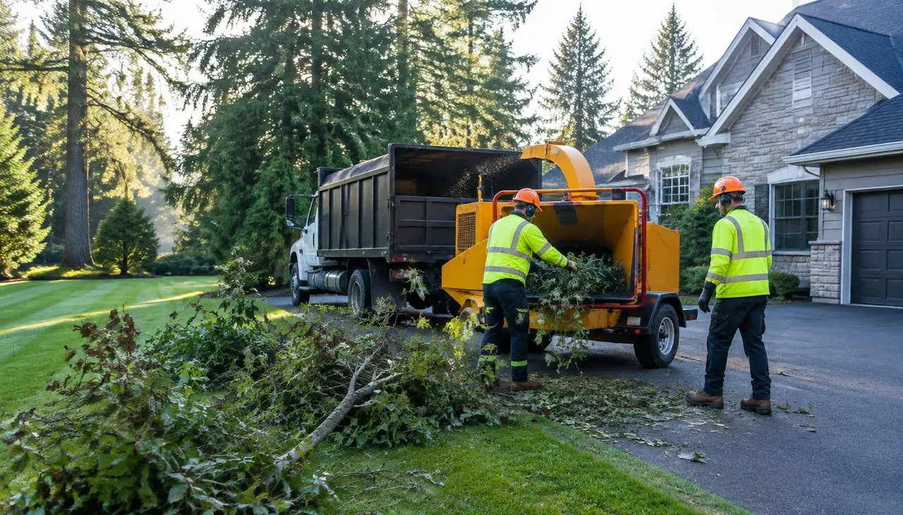 Chipper crew finishing a cleanup